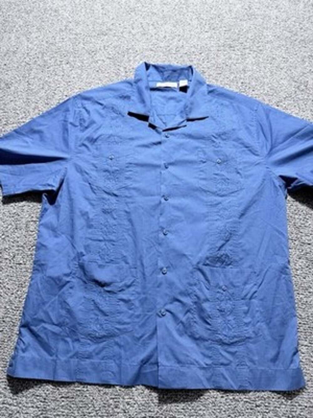 Vintage Men’s Cubavera XL Blue Embroidered Retro, Camp Cuban, Guayabera Shirt